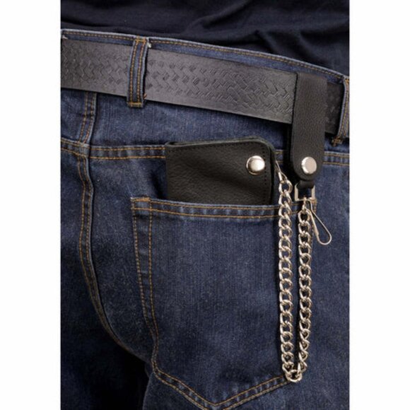 Leather MLW7883 Men's 6” Black Naked Leather Soft Biker Wallet - Picture 4 of 5